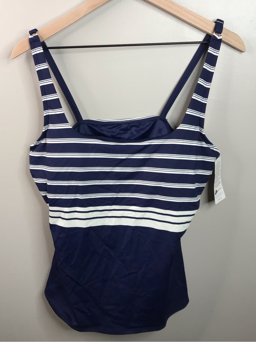 Lands’ End Navy Striped Tankini Swim Top - multiple sizes